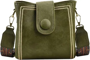 Bootara Bucket Bag for Women Vintage Retro Crossbody Bucket Bags with Adjustable Guitar Strap Trendy Leather Handbags