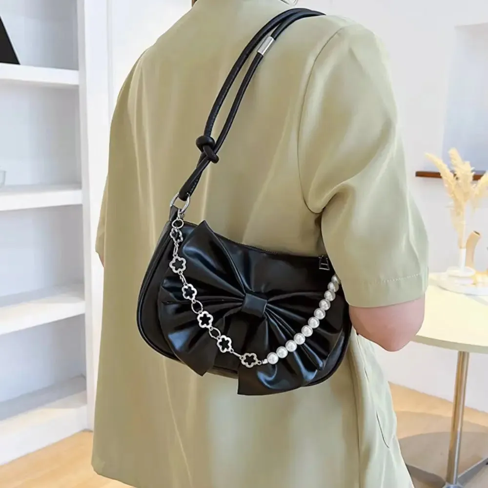Bow Pearl Chain Shoulder Bags