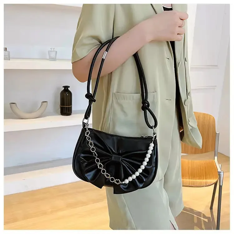 Bow Pearl Chain Shoulder Bags