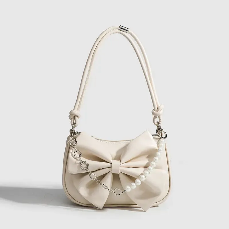 Bow Pearl Chain Shoulder Bags