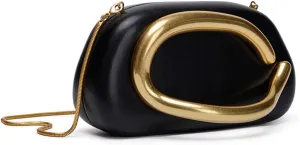 Box Clutch Purses For Women Shell Shape PU Leather Evening Handbag Gold Metal Handle Clutch Bag With Chain