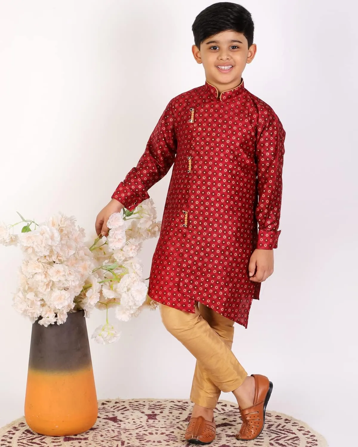 Boy's Silk Embellished Style Kurta Set (S-159)