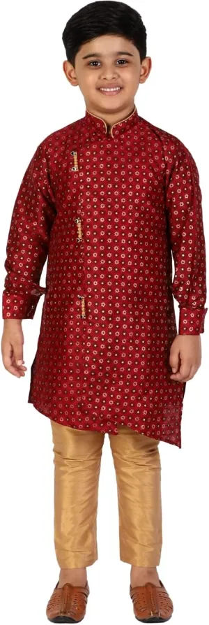 Boy's Silk Embellished Style Kurta Set (S-159)