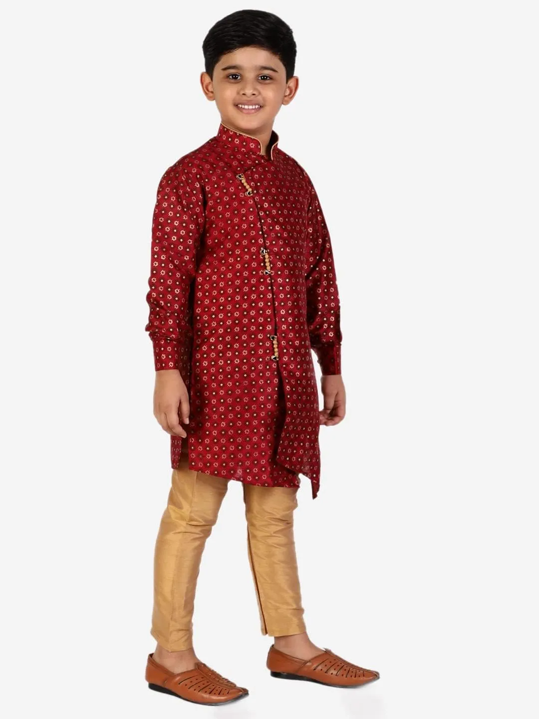 Boy's Silk Embellished Style Kurta Set (S-159)