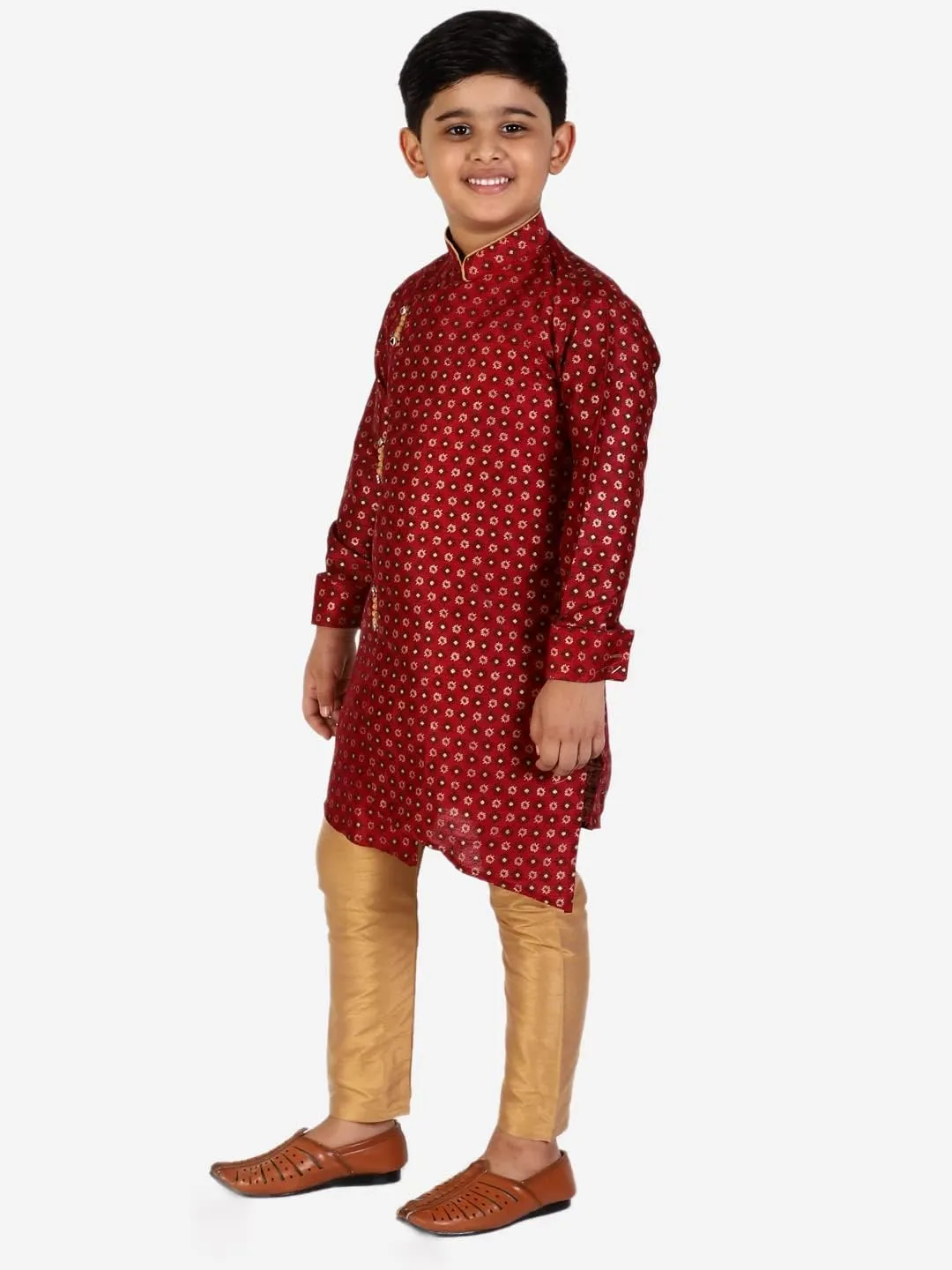 Boy's Silk Embellished Style Kurta Set (S-159)