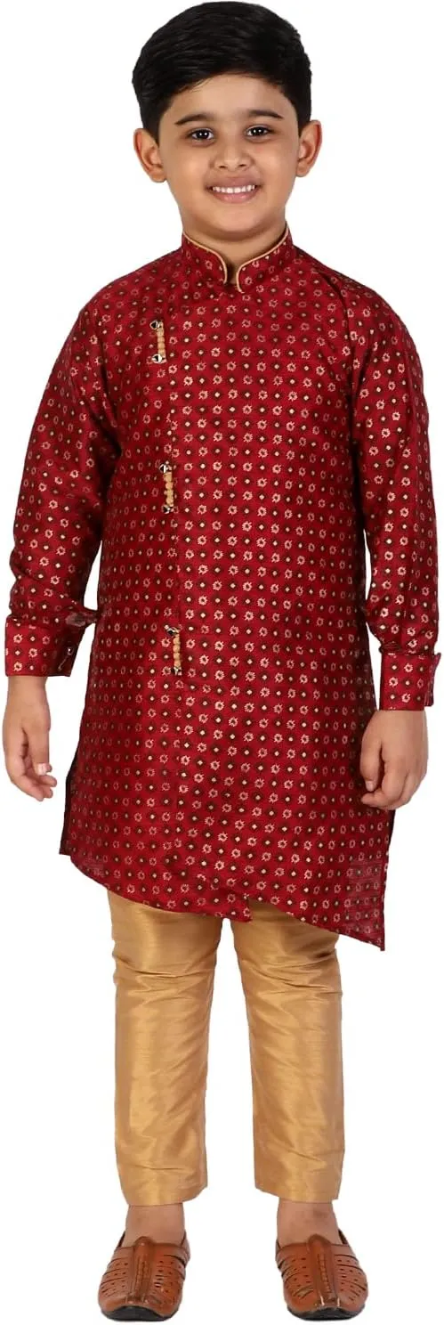 Boy's Silk Embellished Style Kurta Set (S-159)