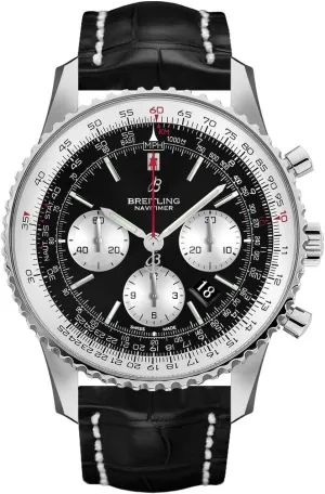 Breitling Stainless Steel Black Crocodile Strap Navitimer 1 B01 Chronograph 46 AB0127211B1P1