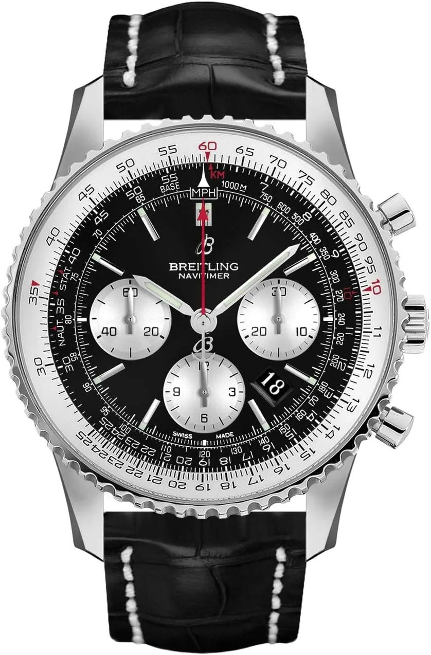 Breitling Stainless Steel Black Crocodile Strap Navitimer 1 B01 Chronograph 46 AB0127211B1P1