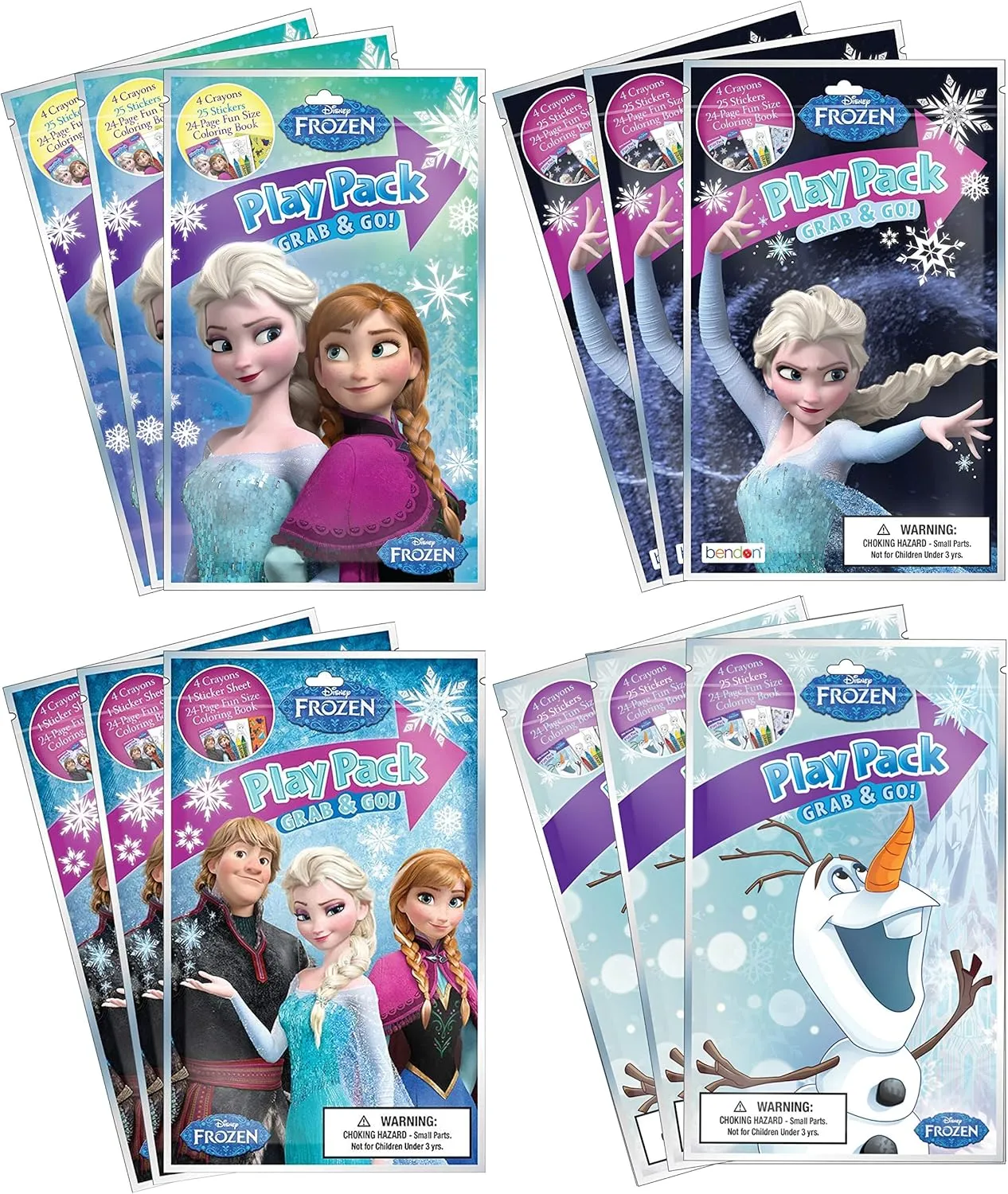 Bundle of 12 Disney Frozen Grab & Go Play Packs