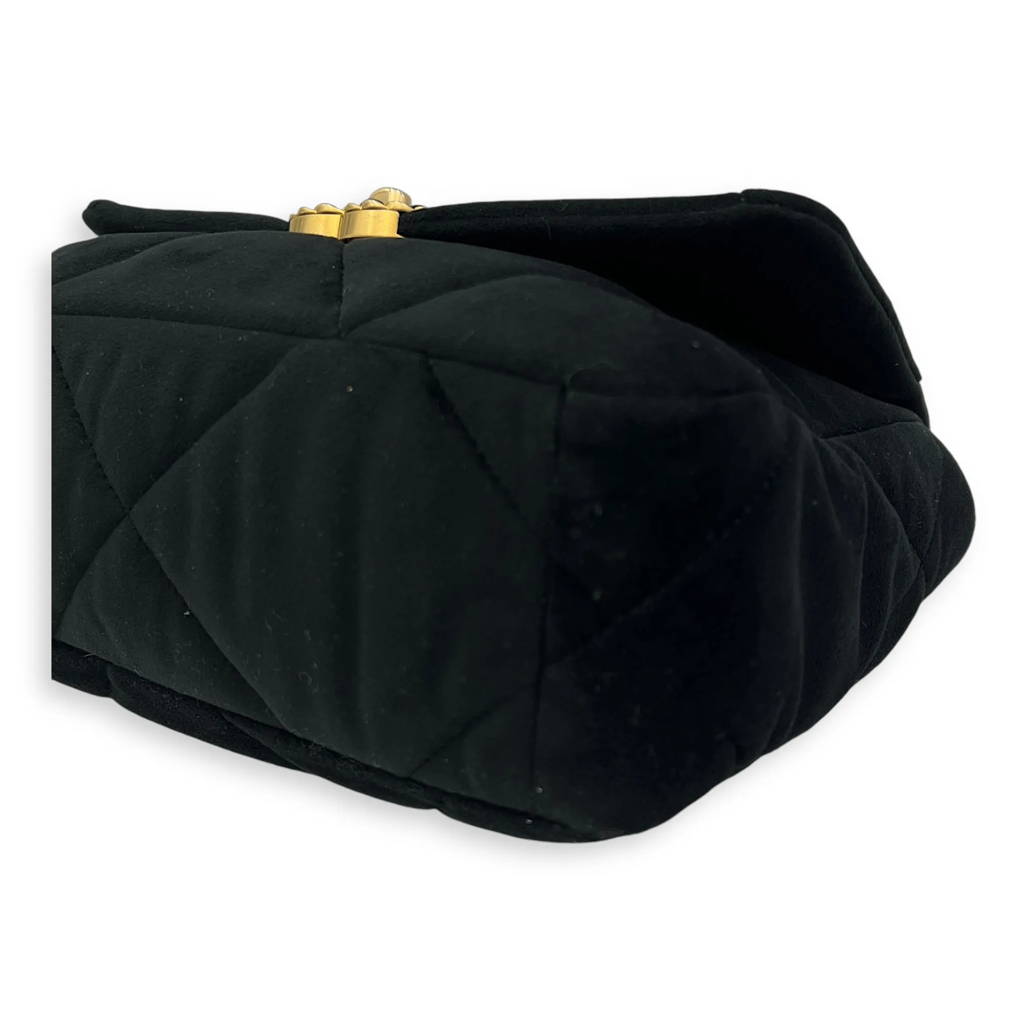 C19 Small Black Shoulder Bag in Velvet, Mixed hardware
