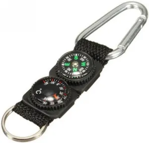 Camping Outdoor Tool Pointer Mini Keychain Metal Climbing Thermometer Key Hook Sports Accessories