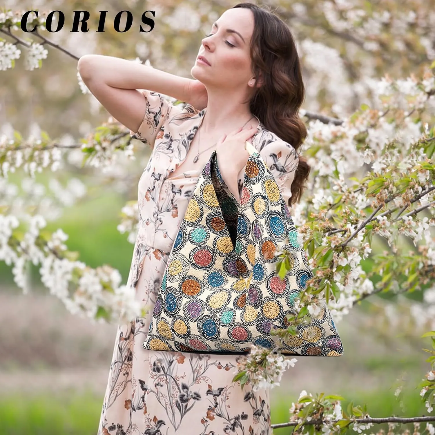Canvas Handbag for Women - Ethnic Style Tote Top Handle Summer Beach Large Shoulder Bag