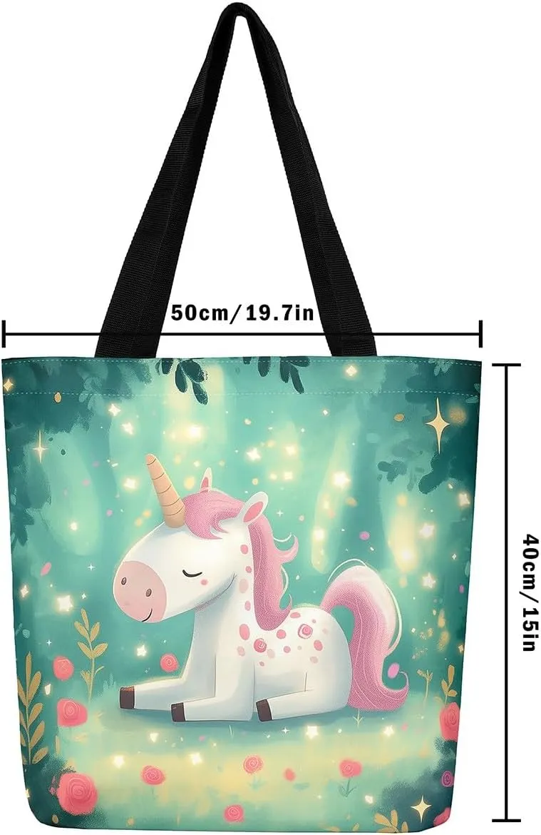 Cartoon Black Cute Girls Canvas Tote Bag