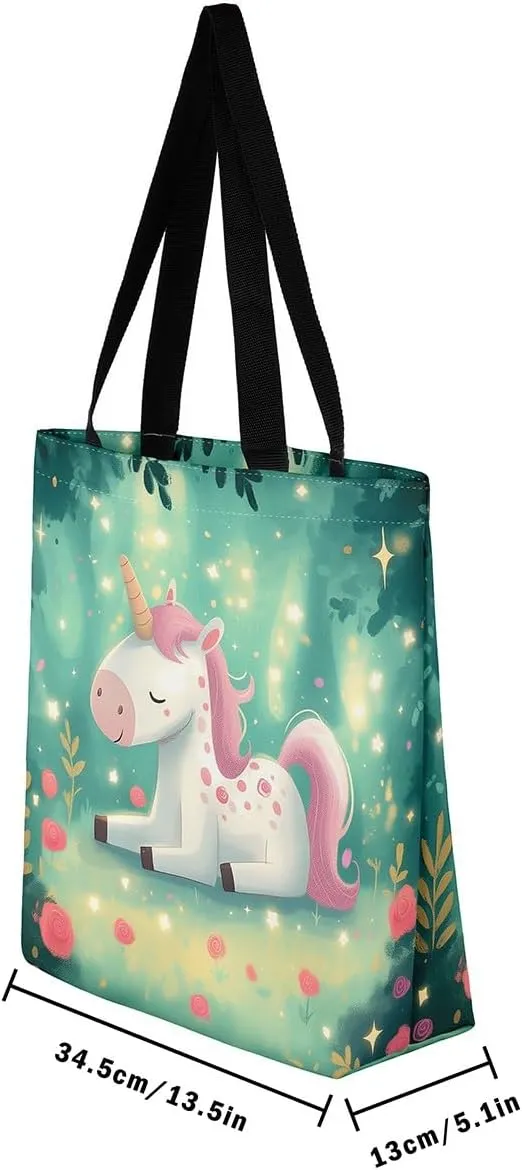 Cartoon Black Cute Girls Canvas Tote Bag