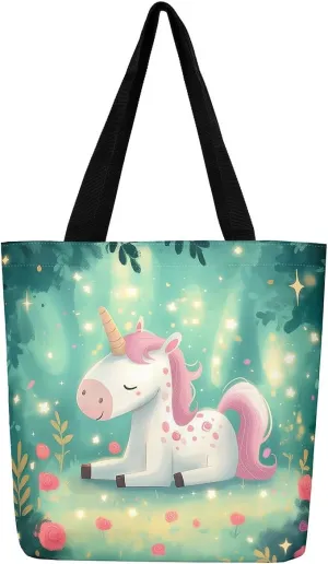 Cartoon Black Cute Girls Canvas Tote Bag