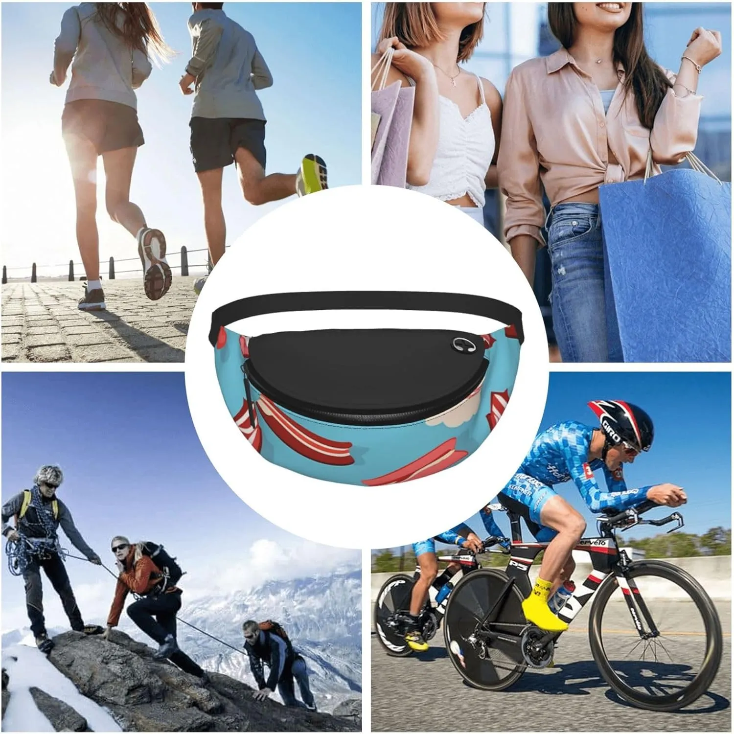Casual Bacon Pattern Printed Fanny Pack,Crossbody Fanny packs for women Men Waist Bag for Running Travel