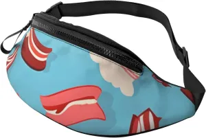 Casual Bacon Pattern Printed Fanny Pack,Crossbody Fanny packs for women Men Waist Bag for Running Travel