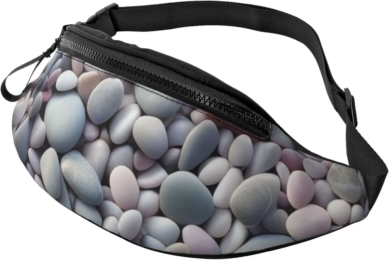 Casual Beach Colored Pebbles Printed Fanny Pack,Crossbody Fanny packs for women Men Waist Bag for Running Travel