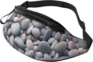 Casual Beach Colored Pebbles Printed Fanny Pack,Crossbody Fanny packs for women Men Waist Bag for Running Travel