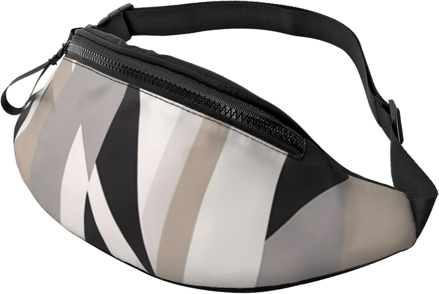 Casual Black White Stripe Printed Fanny Pack,Crossbody Fanny packs for women Men Waist Bag for Running Travel
