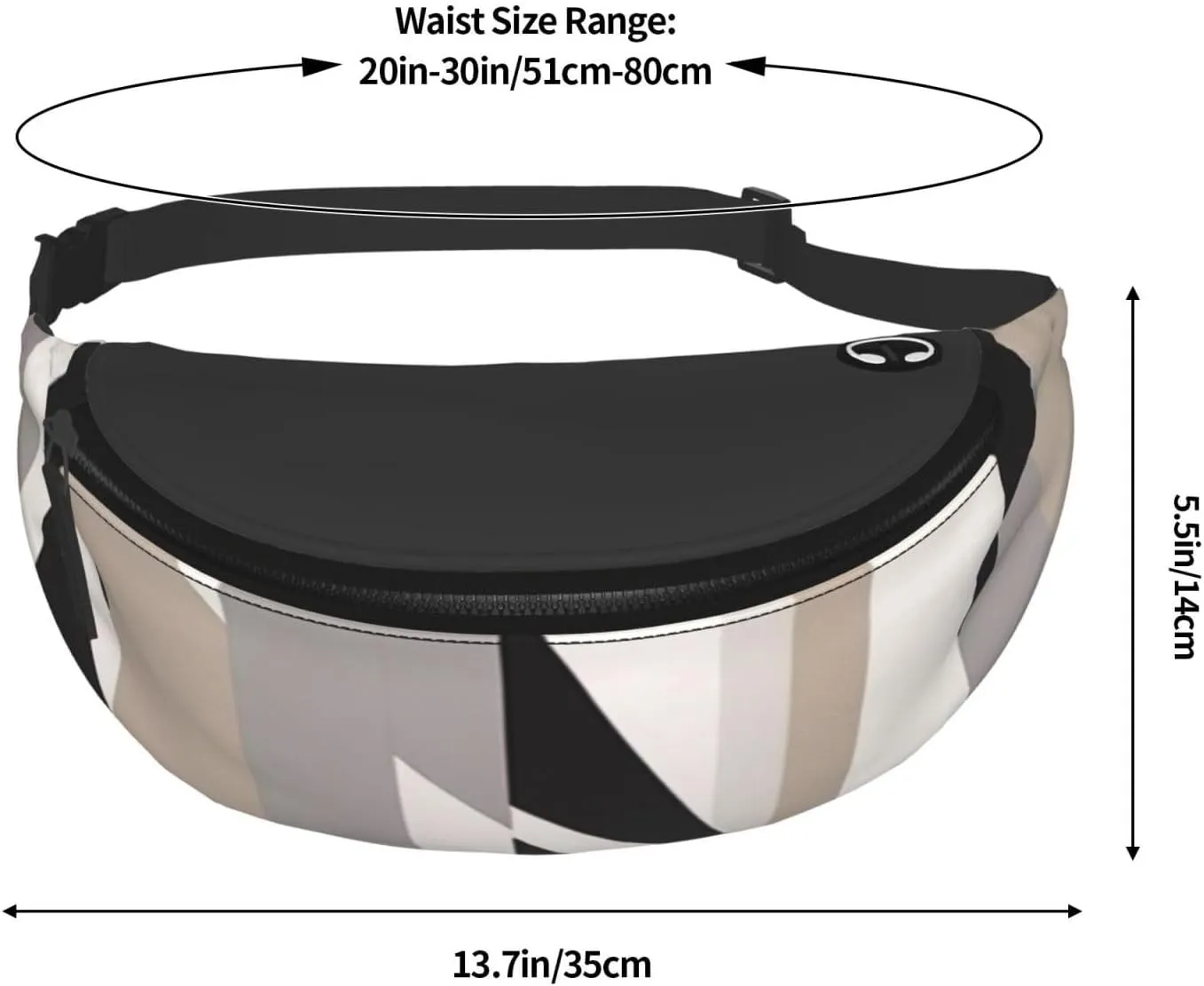 Casual Black White Stripe Printed Fanny Pack,Crossbody Fanny packs for women Men Waist Bag for Running Travel