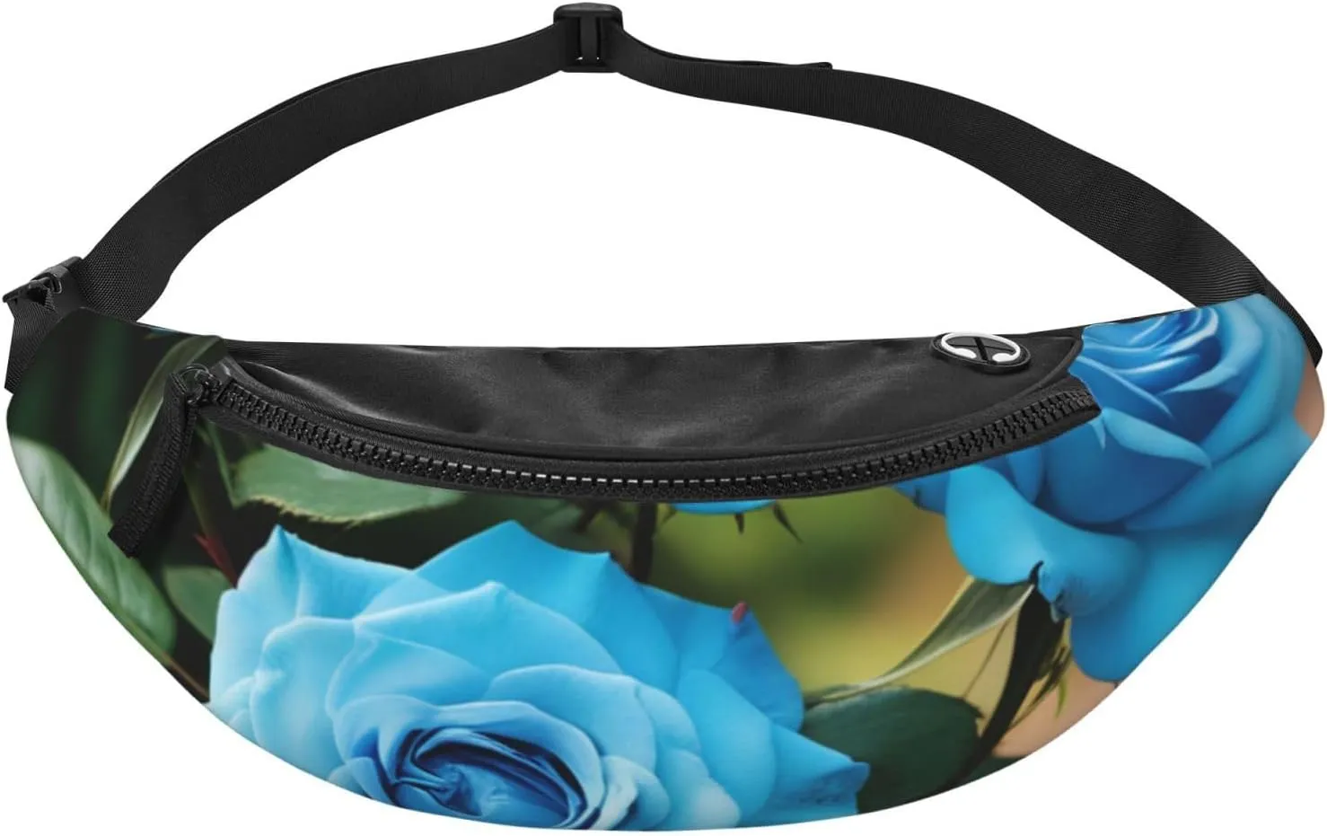 Casual blue rose blooms Printed Fanny Pack,Crossbody Fanny packs for women Men Waist Bag for Running Travel