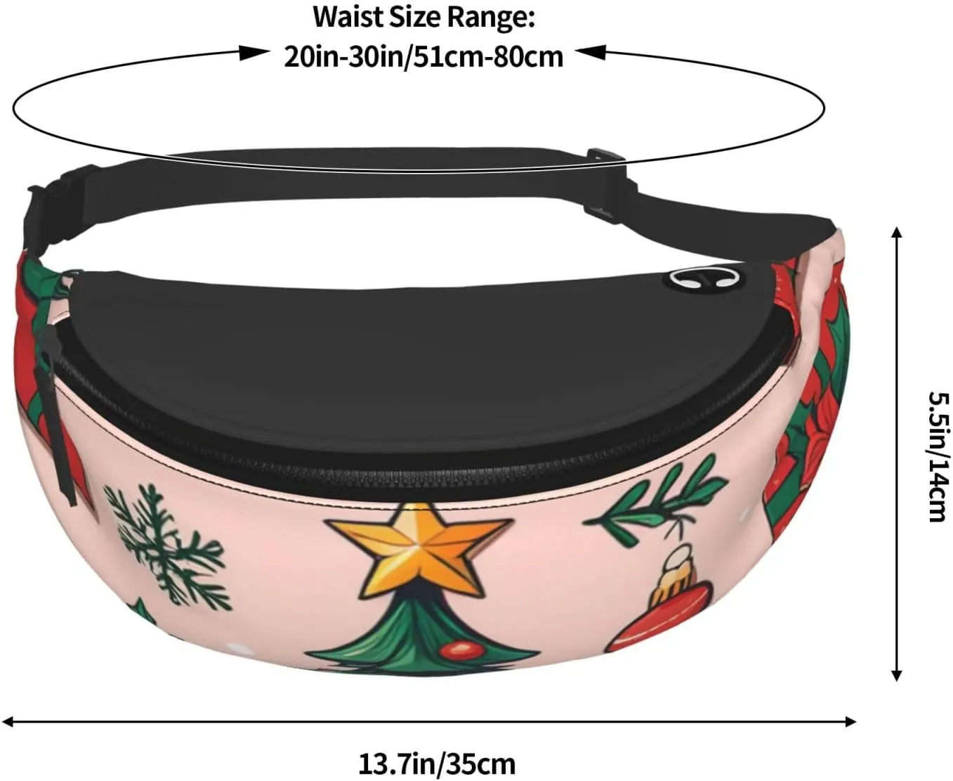 Casual Christmas Tree and Gifts Printed Fanny Pack,Crossbody Fanny packs for women Men Waist Bag for Running Travel
