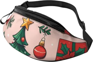 Casual Christmas Tree and Gifts Printed Fanny Pack,Crossbody Fanny packs for women Men Waist Bag for Running Travel