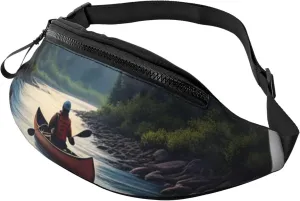 Casual Moonlit Canoe River Printed Fanny Pack,Crossbody Fanny packs for women Men Waist Bag for Running Travel