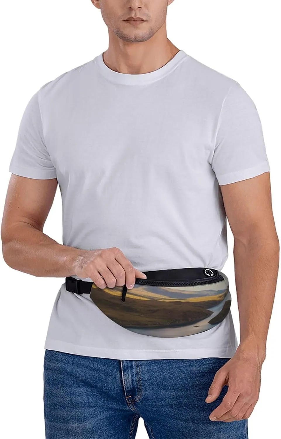 Casual Sapphire Skies Printed Fanny Pack,Crossbody Fanny packs for women Men Waist Bag for Running Travel