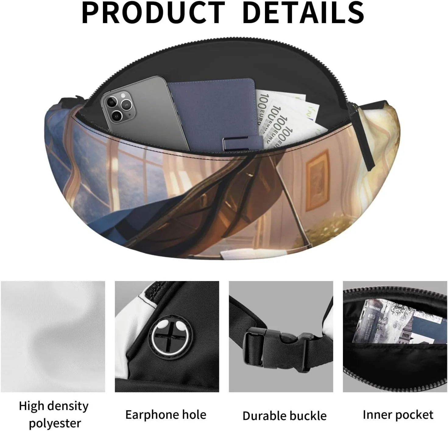 Casual Starlit Symphony Printed Fanny Pack,Crossbody Fanny packs for women Men Waist Bag for Running Travel