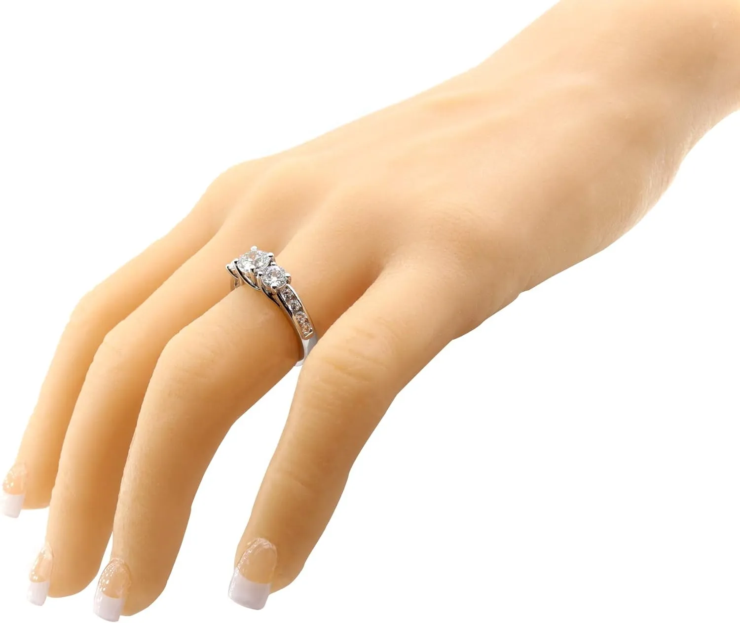 Central Diamond Center 3 Stone Past Present Future Ring also matching band your choice Gold-Silver Cz-2.50ctw & 3.50ctw