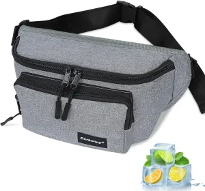Cerbonny Small Cooler Bag,Insulated Snack Bag,Freezable Snack Bags,80s Fanny Pack,Retro Cooler,Fanny Packs,Gray