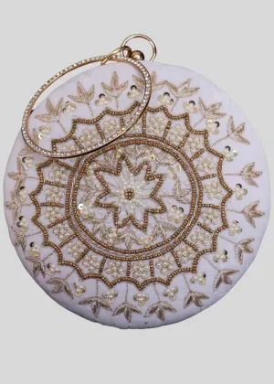 Chakra White Round Clutch