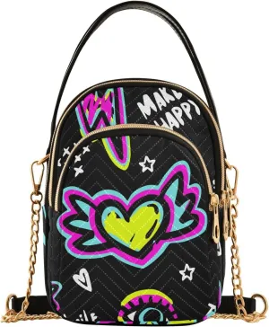 Chaotic Pattern Background Crossbody Bags for Women Multi Pocket Shoulder Handbags with Adjustable Strap