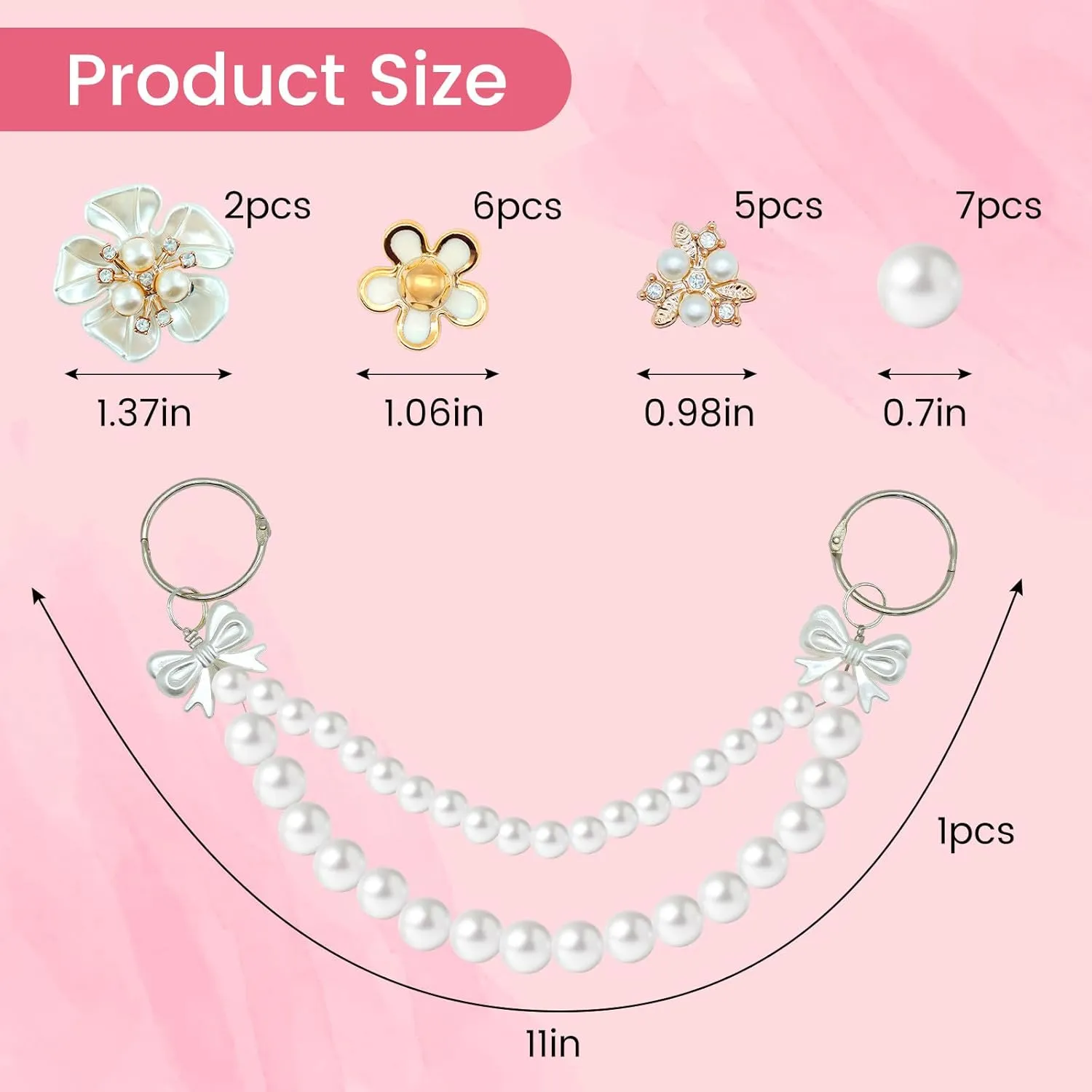 Charms for Bogg Bag, Flower & Pearl Accessories for Women