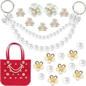Charms for Bogg Bag, Flower & Pearl Accessories for Women