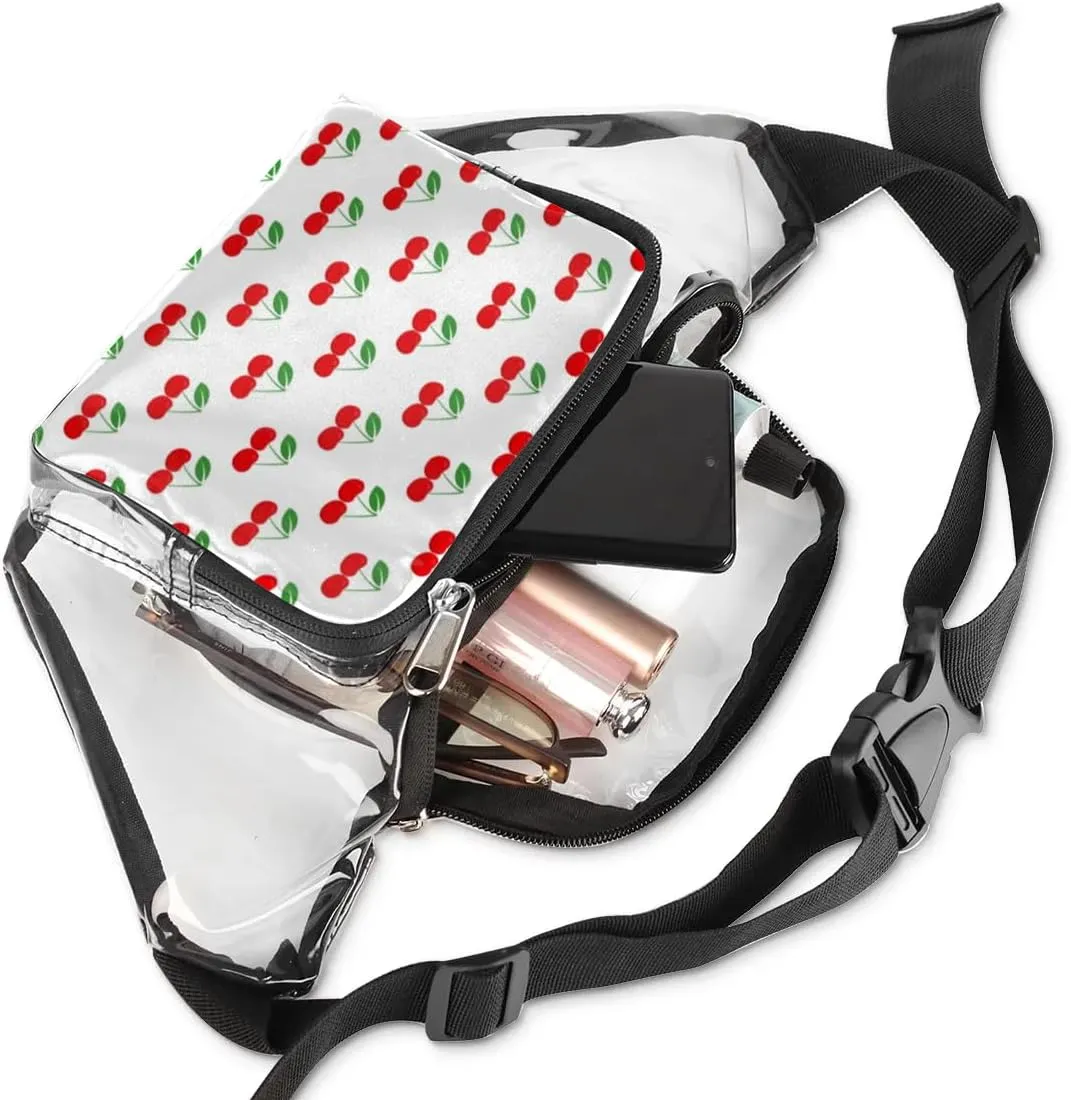 Cherry Minimalism Clear Fanny Pack Stadium Approved Clear Crossbody Belt Bag for Women Men Transparent Waist Bag with Adjustable Strap for Concerts Sports Events Travel