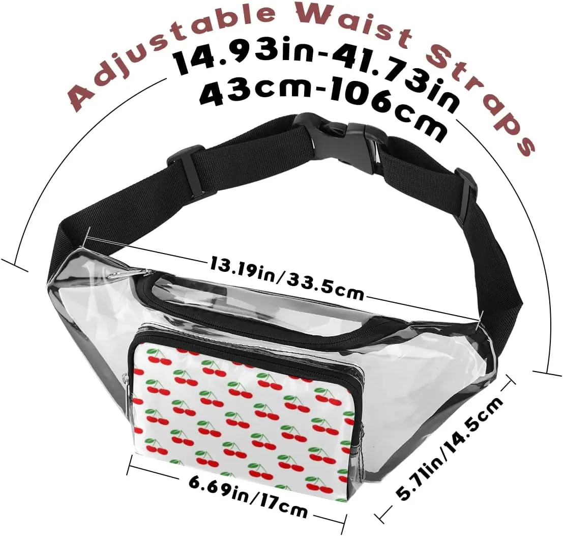 Cherry Minimalism Clear Fanny Pack Stadium Approved Clear Crossbody Belt Bag for Women Men Transparent Waist Bag with Adjustable Strap for Concerts Sports Events Travel