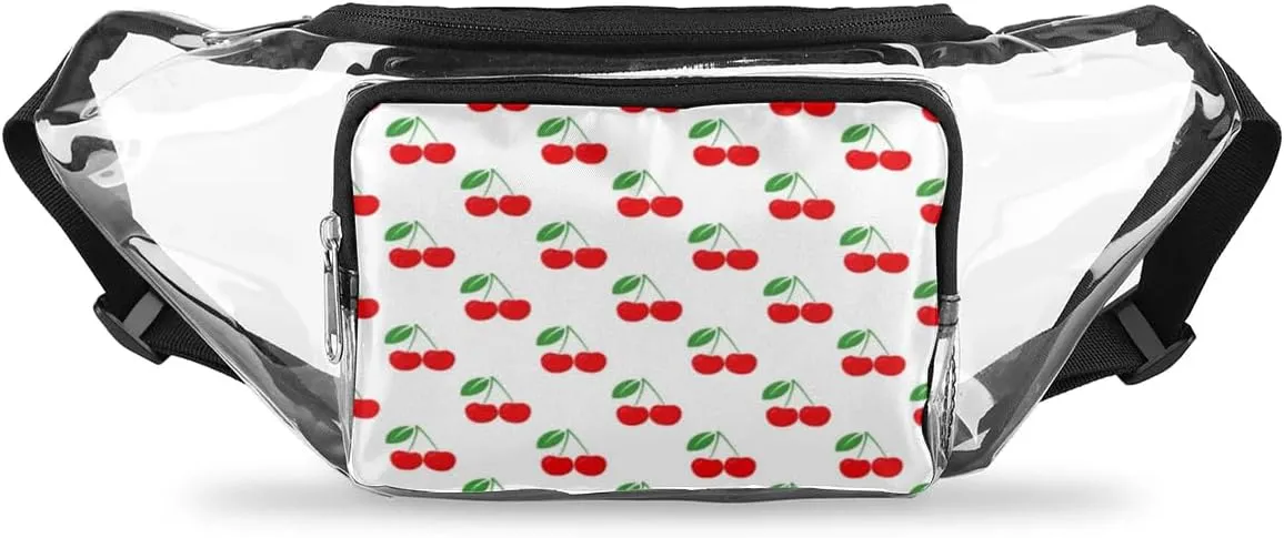 Cherry Minimalism Clear Fanny Pack Stadium Approved Clear Crossbody Belt Bag for Women Men Transparent Waist Bag with Adjustable Strap for Concerts Sports Events Travel