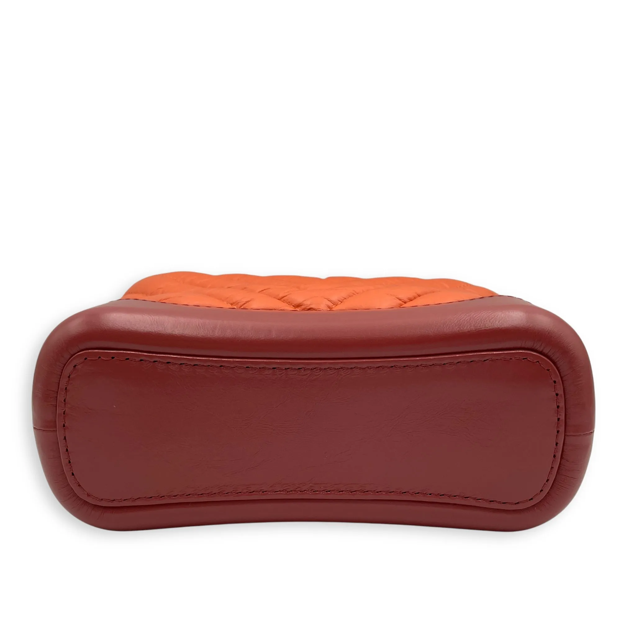 Chevron Gabrielle Small Red, Orange Crossbody Bag in Distressed Leather, 3-Tone hardware