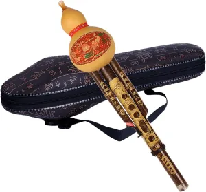 Chinese Handmade Hulusi Bamboo Gourd Cucurbit Flute Ethnic Musical Instrument for Beginner Music Lovers (Key of C)