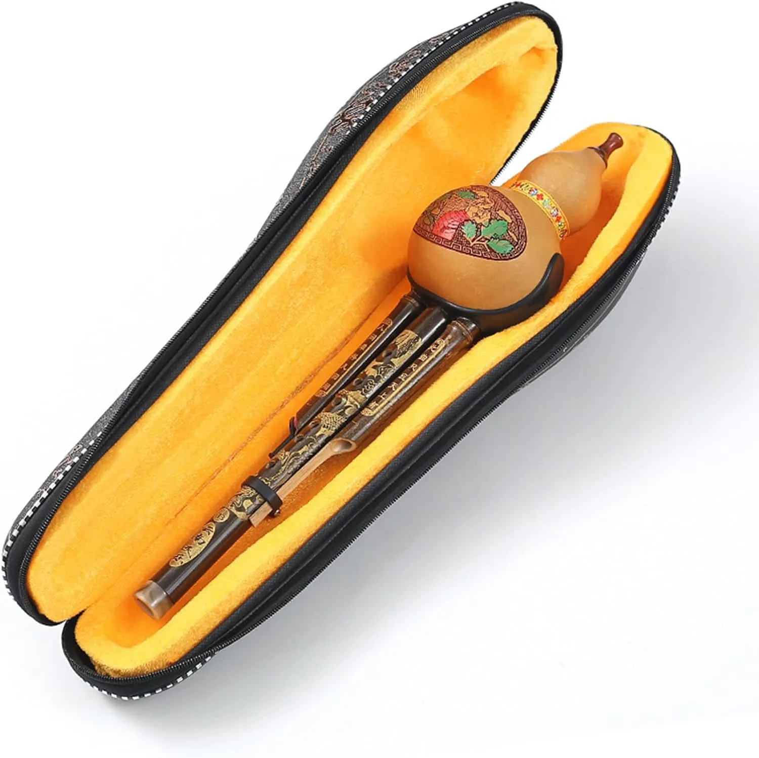 Chinese Handmade Hulusi Bamboo Gourd Cucurbit Flute Ethnic Musical Instrument for Beginner Music Lovers (Key of C)
