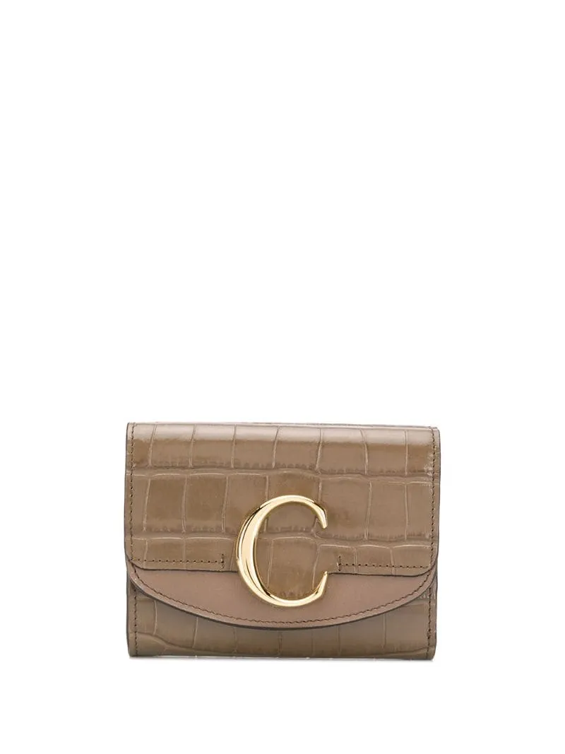 Chloé - C logo plaque card holder - women - Calf Leather - One Size - Green