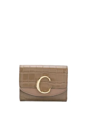 Chloé - C logo plaque card holder - women - Calf Leather - One Size - Green