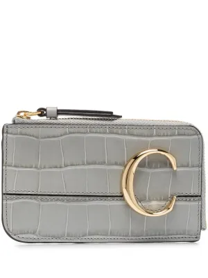 Chloé - croc-effect leather coin purse - women - Leather - One Size - Grey