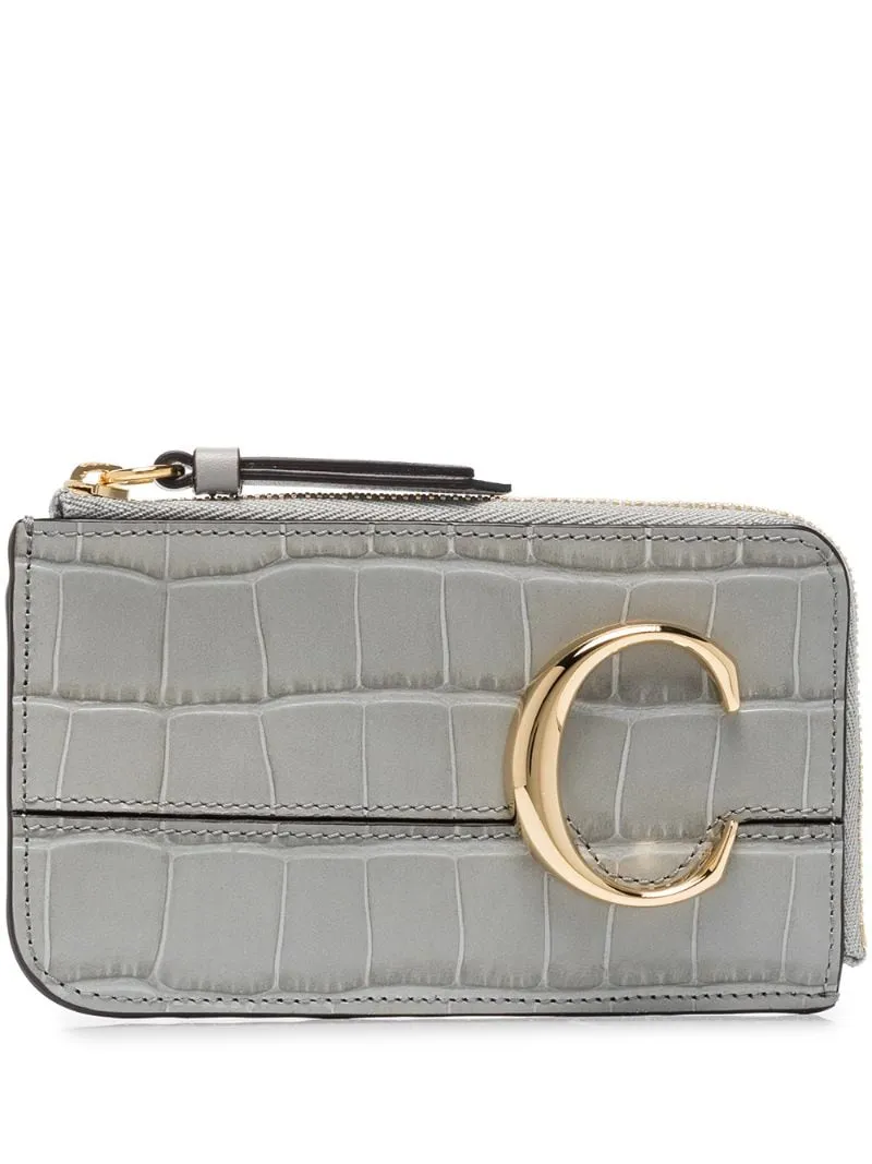 Chloé - croc-effect leather coin purse - women - Leather - One Size - Grey