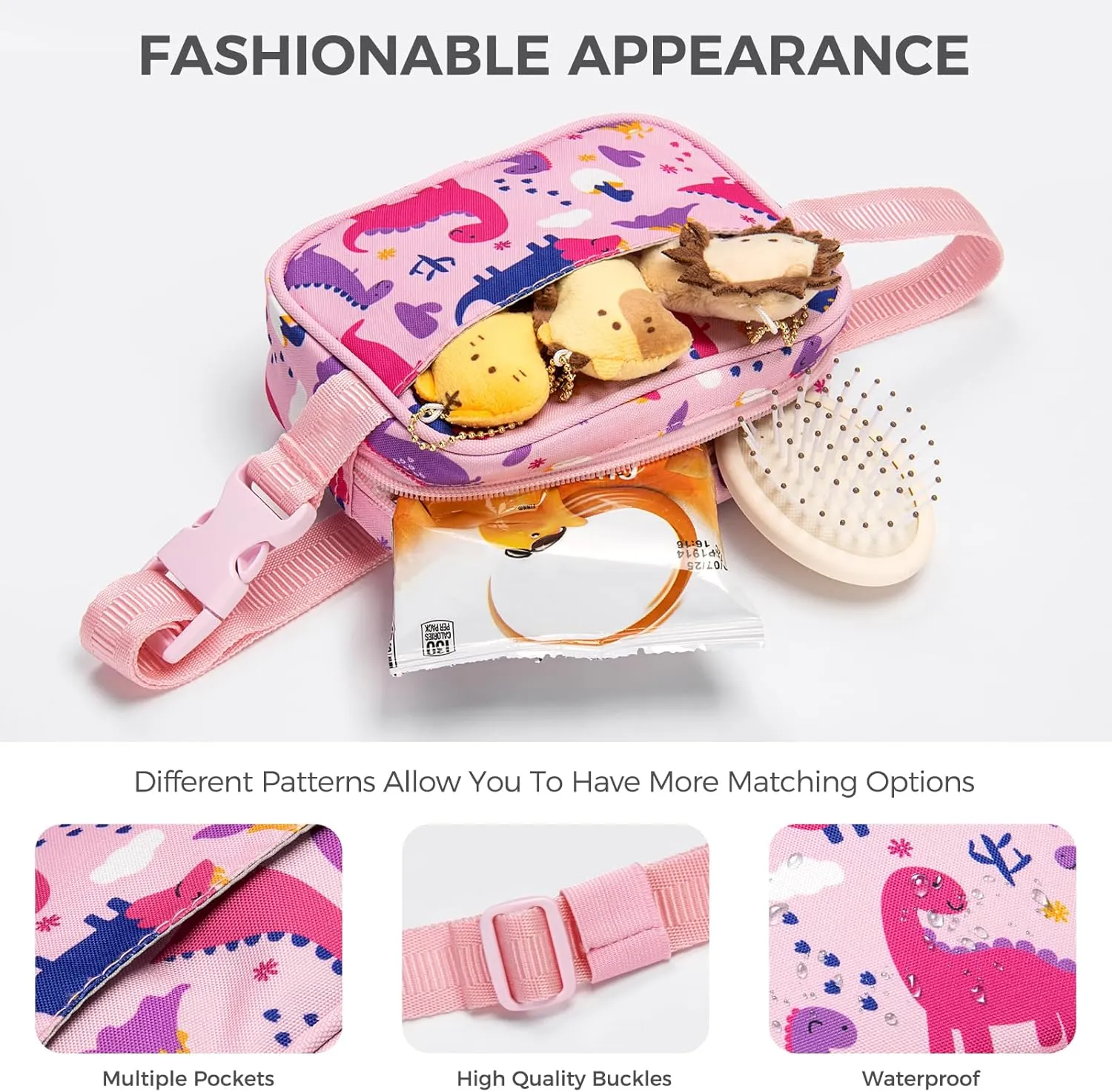 Choco Mocha Toddler Fanny Pack for Girls Kids Fanny Pack 2-4 Years Old Toddler Belt Bag Little Girls Waist Pack, Butterfly Purple