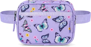 Choco Mocha Toddler Fanny Pack for Girls Kids Fanny Pack 2-4 Years Old Toddler Belt Bag Little Girls Waist Pack, Butterfly Purple