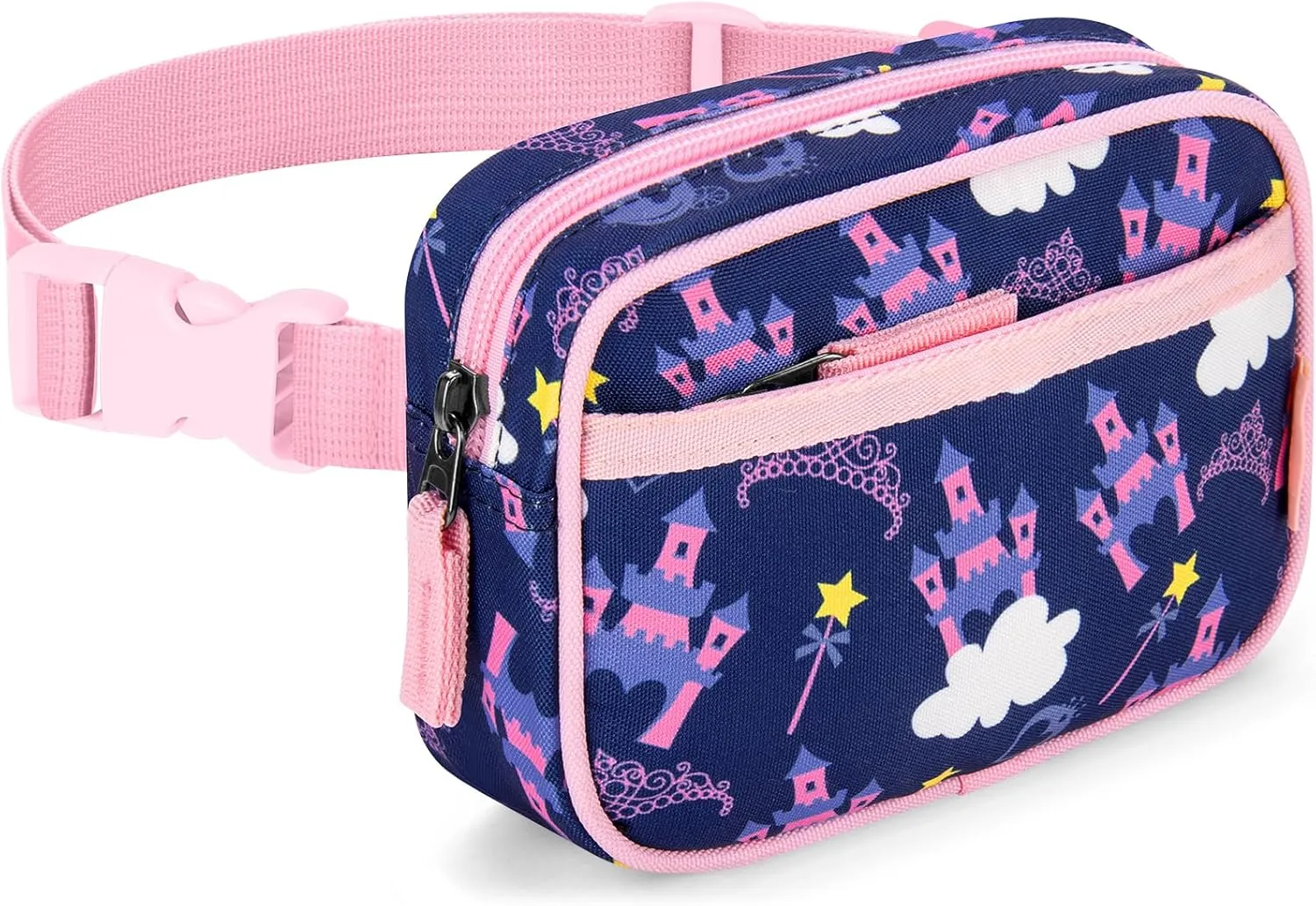 Choco Mocha Toddler Fanny Pack for Girls Kids Fanny Pack 2-4 Years Old Toddler Belt Bag Little Girls Waist Pack, Castle Blue